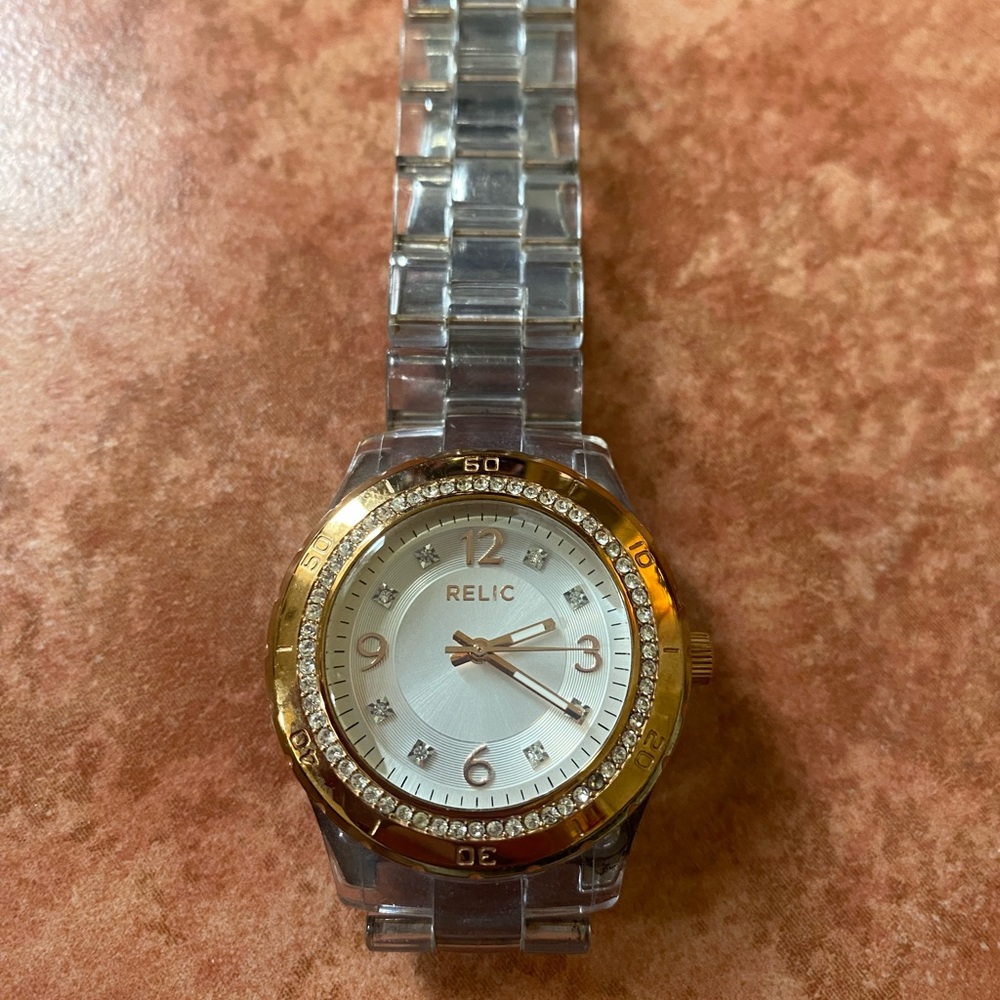 Clear and Rose Gold Relic Watch